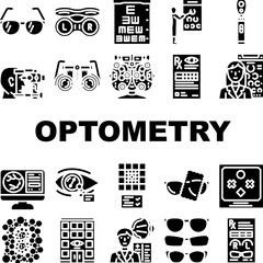 optometry vision eyewear icons set vector