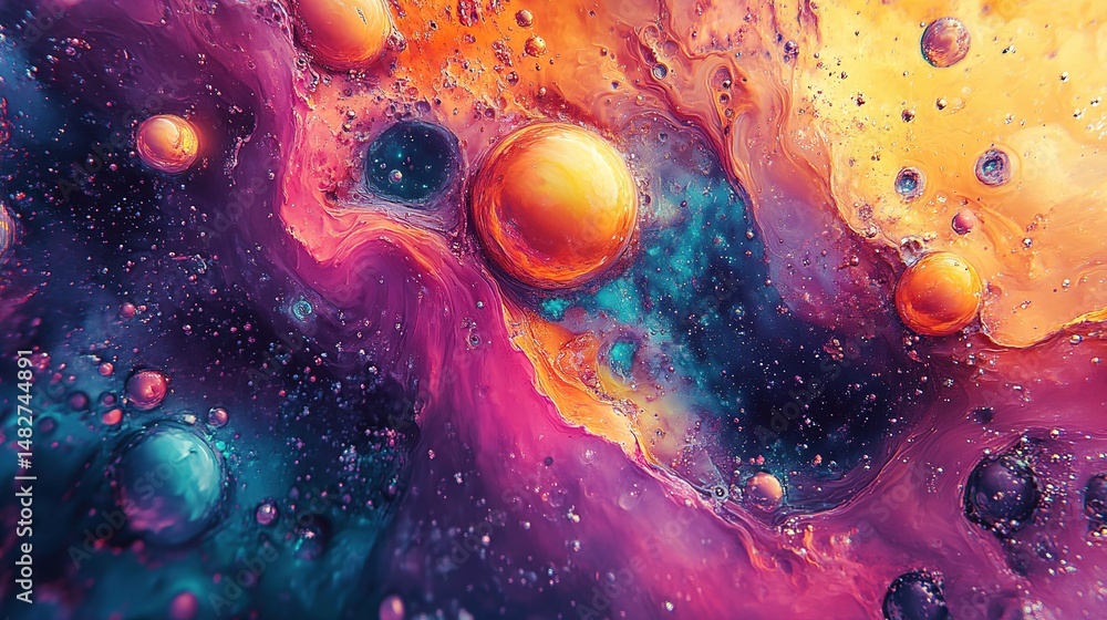 Poster exploring cosmic patterns in abstract art digital realm visual artwork colorful universe aesthetic p