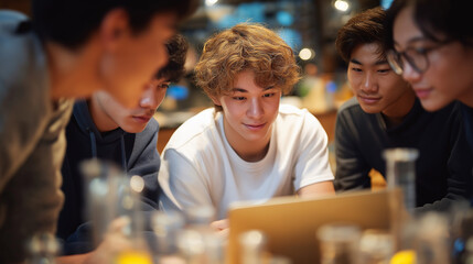 Students Collaborating on a Science Project in a Modern Lab