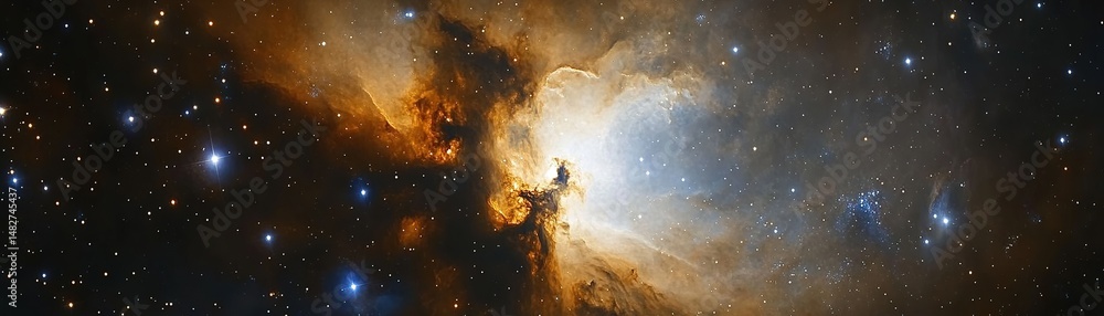 Poster exploring cosmic nebula formation outer space astronomical image stellar environment wide-angle pers