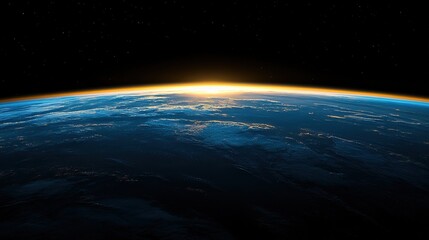 Fototapeta premium Spectacular sunrise over earth’s horizon outer space aerial view cosmic environment science concept