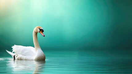 Fototapeta premium Graceful swan glides on tranquil water