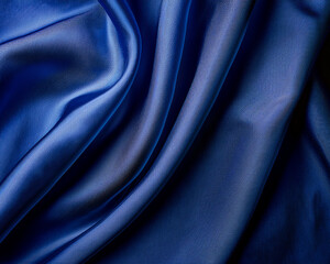 Fototapeta premium Texture of Dark Blue Draped Fabric