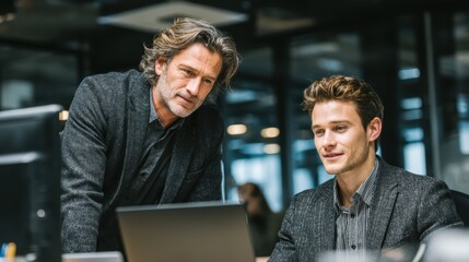 A cybersecurity consultant demonstrates data encryption methods to a corporate client in a modern office setting