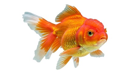 Elegant Goldfish with Flowing Fins Swimming Freely in Crystal Clear Water