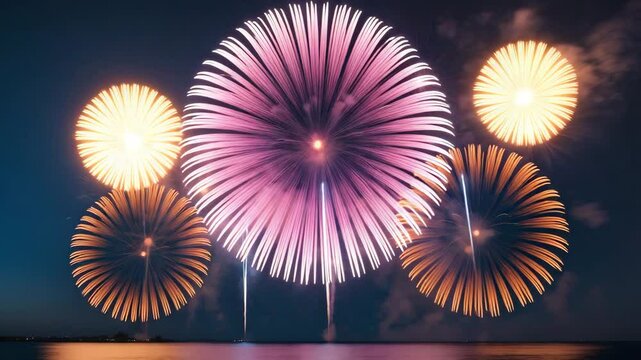 Abstract colorful firework background with free space for text. Celebration and anniversary theme