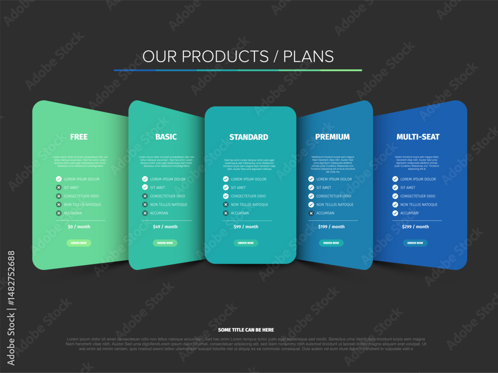 Poster a modern website pricing table template displays product service plans comparison. this clear pricin