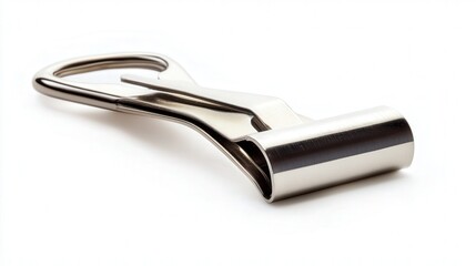 Obraz premium stainless steel bag clip with a wide grip, perfect for securing food packaging or organizing papers, isolated on white.