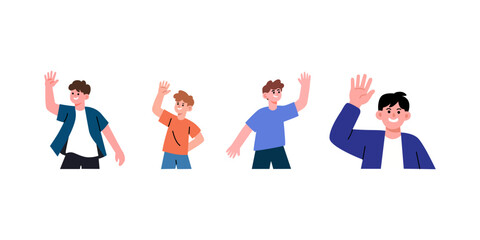 flat illustration of a teenager waving hand