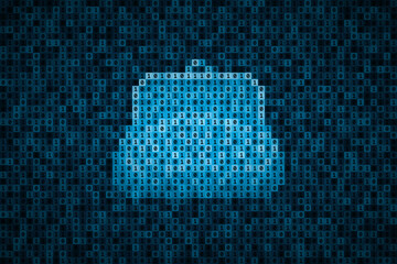 Coin purse made from binary code, digital wallet and electronic money