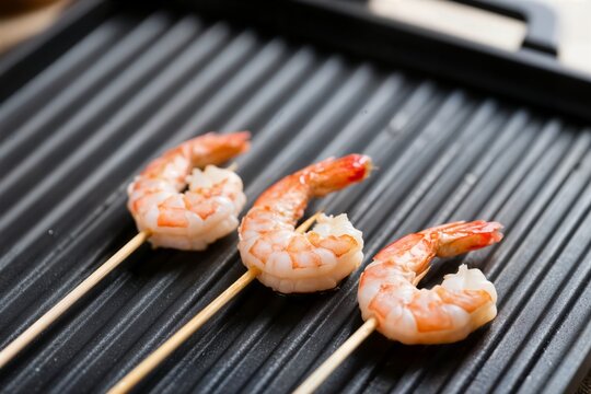 shrimp skewer on grill concept brochette de crevettes sur le concept du gril concepto de brocheta de gambas a la parrilla karides tava