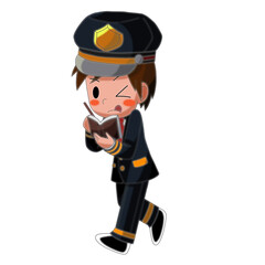 Cute Little Bus Driver Reviewing Timetable