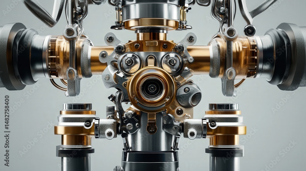 Poster the microscope head, focusing on its optical components and mechanical features