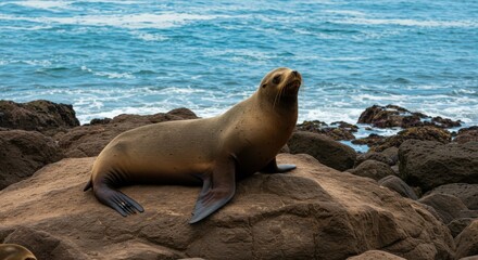 Majestic Sea Lion Resting on Rocky Coast