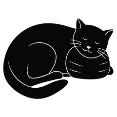 sleeping kitty on pillow vector