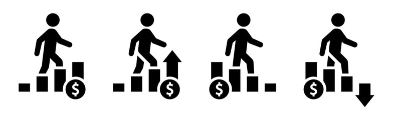 Financial person graph progress icon, vector illustration
