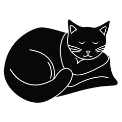 cat sleeping with pillow vector illustration