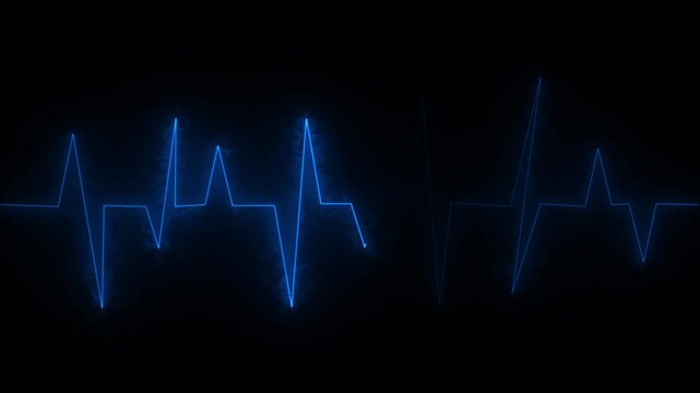 Neon heartbeat signal icon animation on background.