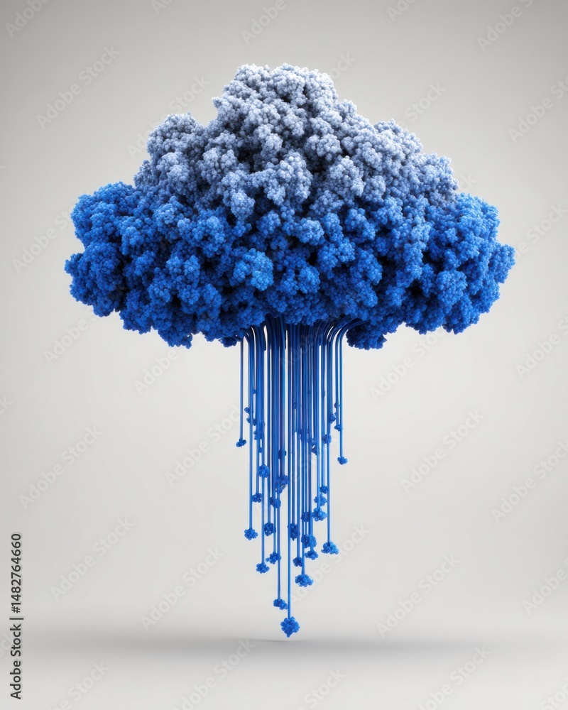 Aufkleber abstract cloud computing concept illustrating data transfer in blue and white tones studio shot