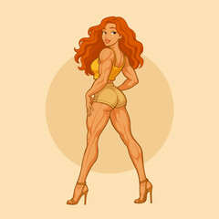 Muscular Woman Posing in High Heels