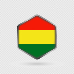 Obraz premium Bolivia flag icon in hexagon shape.