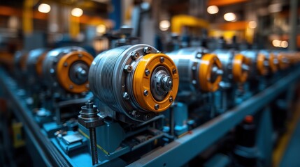 Obraz premium Industrial Machinery: Close-up of High-Tech Manufacturing Equipment in a Modern Factory Setting