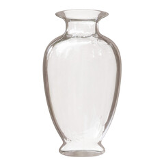 Glass vase isolated on white, transparent. Decoration pot for interior design	