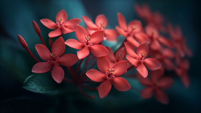 A close up of a bunch of red flowers