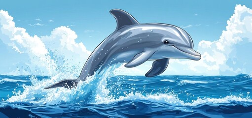 Obraz premium Majestic Dolphin Leaping: Ocean's Graceful Acrobat