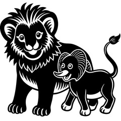 vector illustration of a cartoon lion