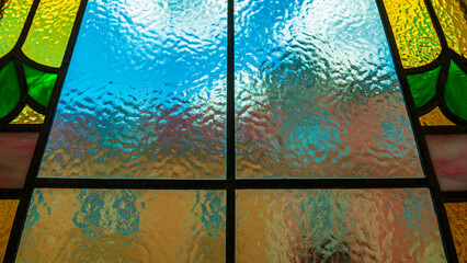 old window with glass close-up