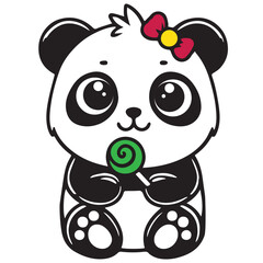 panda with a flower