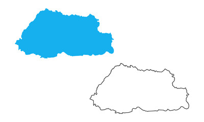 Obraz premium Bhutan country map. Map in various outline and blue silhouette styles