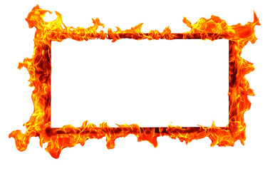 Rectangular Flame Frame Isolated on Transparent Background