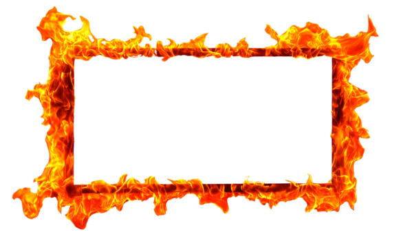 Rectangular Flame Frame Isolated on Transparent Background