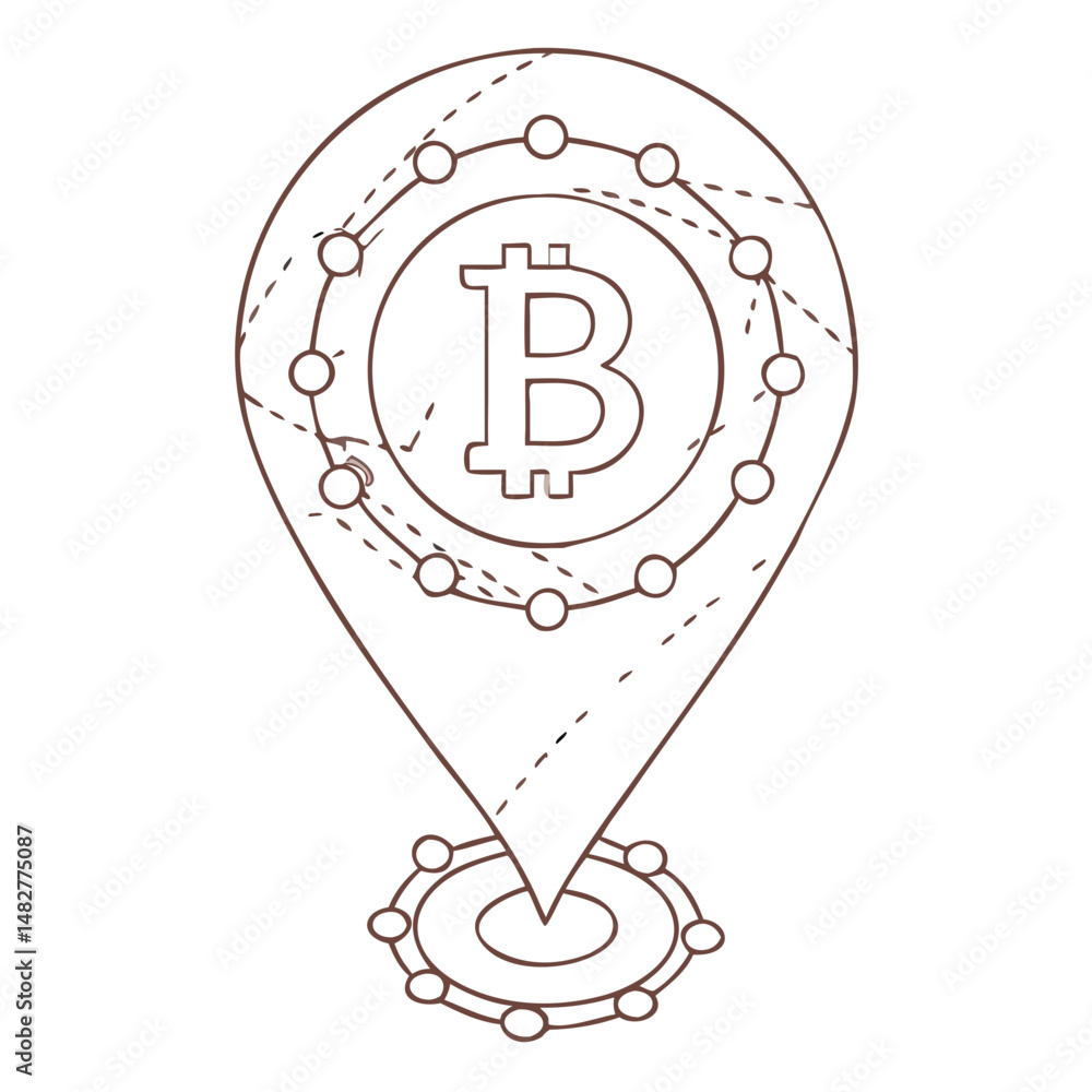 Aufkleber bitcoin map pin icon symbolizing cryptocurrency location tracking in digital applications