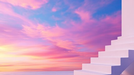 Sunrise stairway to a pastel sky