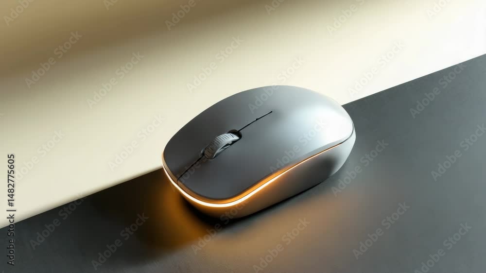 Poster a detailed video of a wireless computer mouse on a mouse pad.