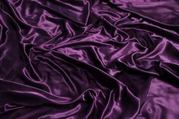 Luxury purple silk bed linens as background, above view