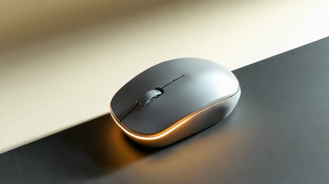 A detailed video of a wireless computer mouse on a mouse pad.