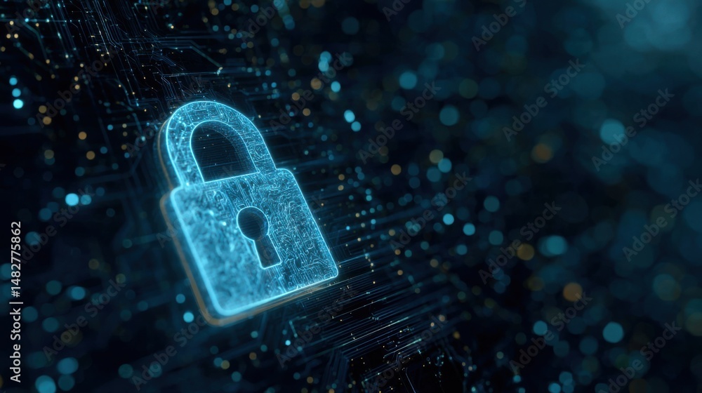 Aufkleber digital padlock security abstract concept close up view of cyber safety and data protection on dark 