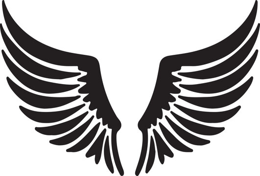 Wings icons collection. Black silhouette wings icons. Vector