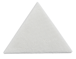 Triangular white textured napkin.