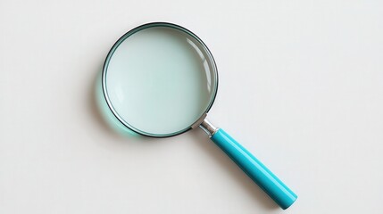 magnifying glass with a bold turquoise handle, creating a striking visual on a clean white background