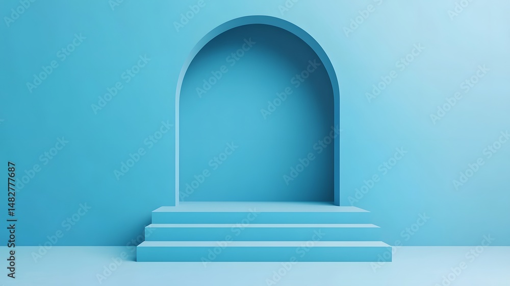 Poster minimal blue background with soft light gradient