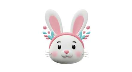 Obraz premium 3D Rendered Bunny Face With Pink And Blue Accents Isolated On White Background