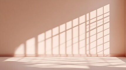 Obraz premium Subtle shadows on a neutral-colored wall with a gentle, sophisticated minimalist aesthetic.