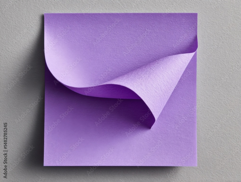 Aufkleber purple paper curling in studio shot showing texture and form on gray background for creative use