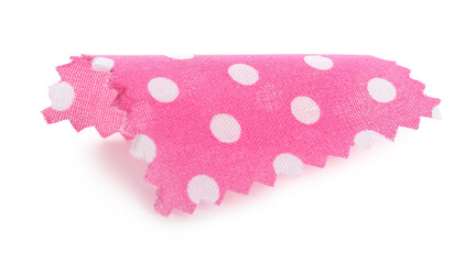 Sample of pink fabric with polka dot isolated on white © New Africa