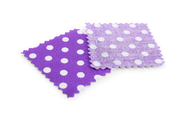 Samples of fabrics with polka dot pattern isolated on white